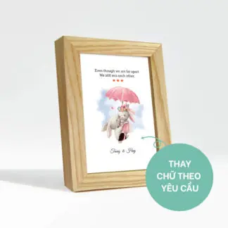 Lovely Rabbit - Tranh couple cặp đôi quà tặng viết tên theo yêu cầu hình động vật