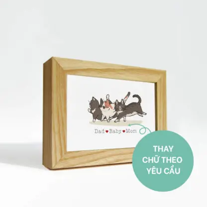 Cat Family - Postcard in tên theo yêu cầu
