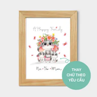 A Happy Family - Tranh để bàn làm quà tặng bạn, quà tặng sinh nhật, người yêu