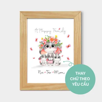 A Happy Family - Tranh để bàn làm quà tặng bạn, quà tặng sinh nhật, người yêu