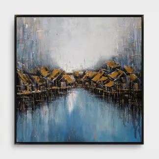 Phố bên sông 1 - Tranh sơn dầu phong cảnh Việt Nam, 100x100