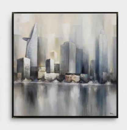 Sài Gòn - Tranh sơn dầu phong ảnh hiên đại thành phố 100x100 - Hình ảnh 2
