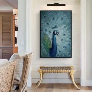 Tranh công sơn dầu hiện đại màu xanh 80x120