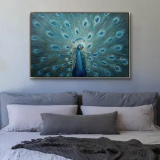 Khổng tước - Tranh sơn dầu treo phòng khách vẽ chim công 80x120