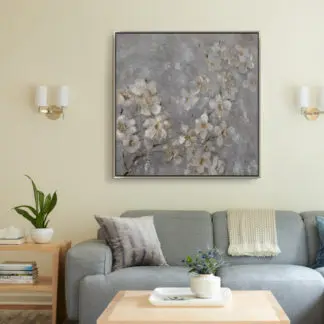 Bộ 2 tranh sơn dầu hoa mai nụ hoa nhũ vàng - 70x70 /tranh