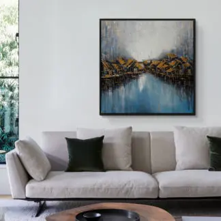 Phố bên sông 1 - Tranh sơn dầu phong cảnh Việt Nam, 100x100