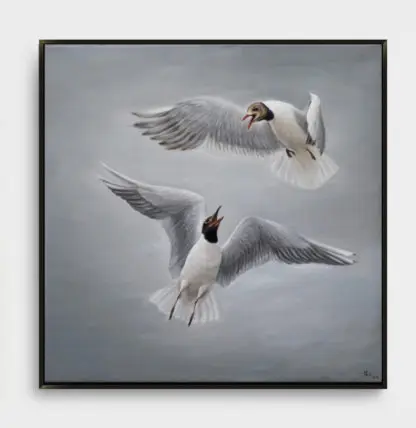 Đôi Nhạn - Tranh sơn dầu đôi chim 80x80