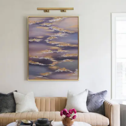 Purple - Tranh sơn dầu dát vàng trừu tượng 60x80 - Hình ảnh 2