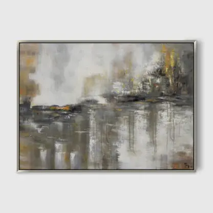 Green abstract  - Tranh sơn dầu trừu tượng hiện đại sắc xanh rêu - 70x90