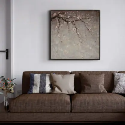 Sắc xuân - Tranh sơn dầu hoa đào 80x80 - Hình ảnh 2