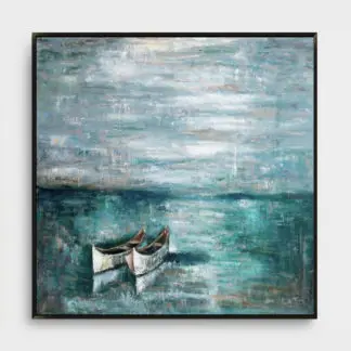 Đôi Thuyền - Tranh sơn dầu phong cảnh bình yên 100x100