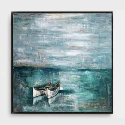 Đôi Thuyền - Tranh sơn dầu phong cảnh bình yên 100x100