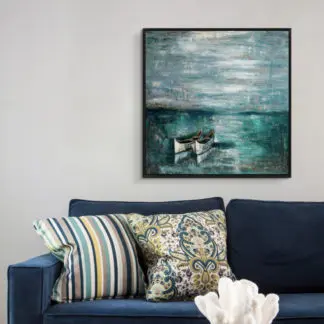 Đôi Thuyền - Tranh sơn dầu phong cảnh bình yên 100x100