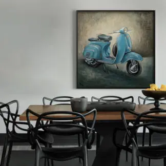 Vespa - Tranh sơn dầu xe cổ 100x100 cm