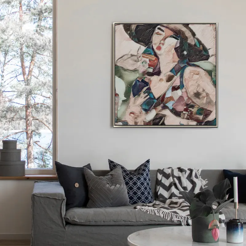 Tranh truu tuong co gai doi non 2