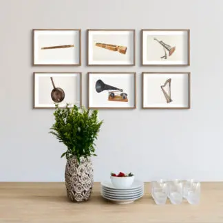 Musical Instruments - Bộ 6 tranh khung kính gỗ sồi 30x42cm/tranh