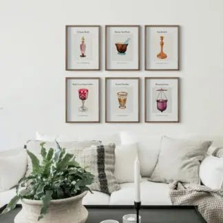 Glass Collection - Bộ 6 tranh khung kính gỗ sồi 30x42cm/tranh
