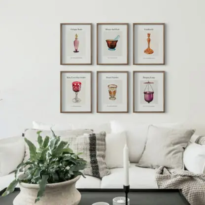 Glass Collection - Bộ 6 tranh khung kính gỗ sồi 30x42cm/tranh