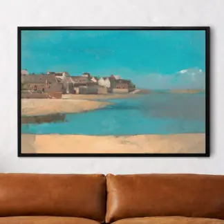 Tranh phong cảnh biển Ngôi làng bên bờ biển - Tranh canvas danh họa Odilon Redon