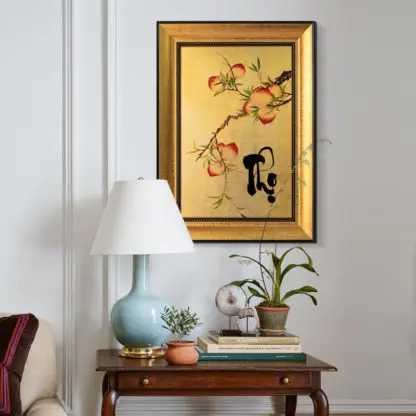 Tranh đào trường thọ sơn mài dát vàng
