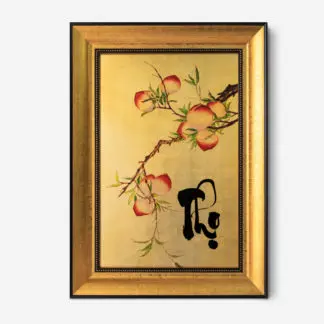Đào trường thọ tranh sơn mài dát vàng
