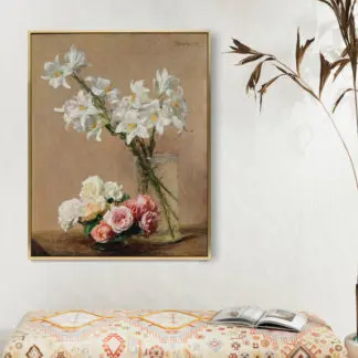 Roses and lilies - Tranh canvas treo tường danh hoạ Henri Fantin–Latour
