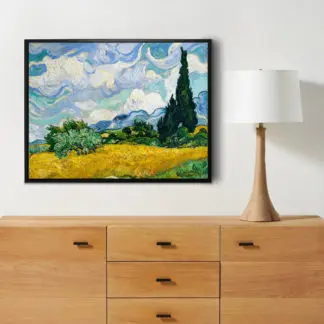 Cánh đồng lúa với cây tùng - Tranh canvas Vincent Van Gogh (1889)
