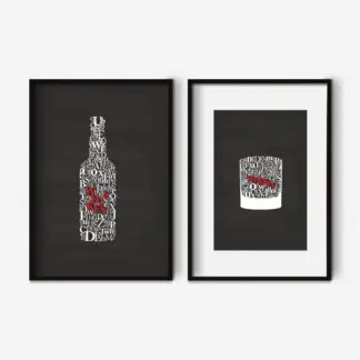 bộ 2 tranh ruou whiskey trang den