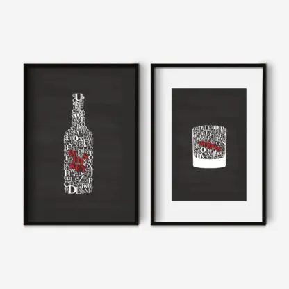 bộ 2 tranh ruou whiskey trang den