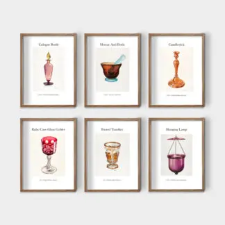 Glass Collection - Bộ 6 tranh khung kính gỗ sồi 30x42cm/tranh