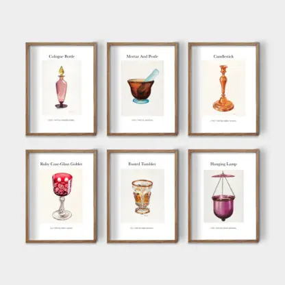 Glass Collection - Bộ 6 tranh khung kính gỗ sồi 30x42cm/tranh - Hình ảnh 2