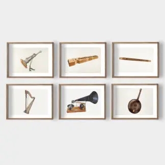 Musical Instruments - Bộ 6 tranh khung kính gỗ sồi 30x42cm/tranh
