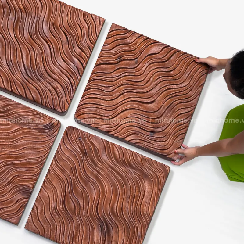 bộ 4 tranh khắc gỗ 1