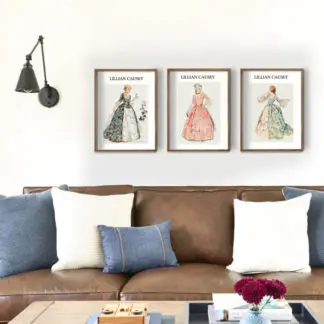 Elegant ladies - Bộ 3 tranh khung kính gỗ sồi 40x60cm/tranh