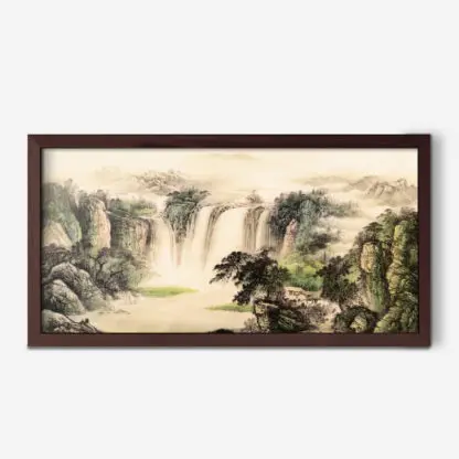 Tranh phong cảnh thuỷ mạc thác nước phong thuỷ 1