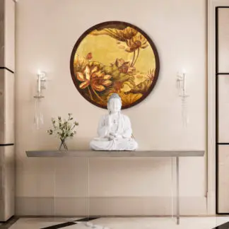Nhật liên hoa tranh tròn trang trí bàn thờ