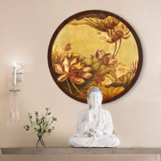 Tranh sen Nhật liên hoa sen mài phòng thờ