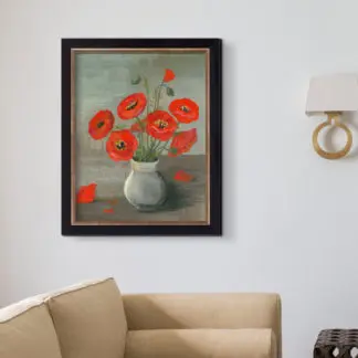hoa poppy đỏ canvas khung viền đen sang trọng 1