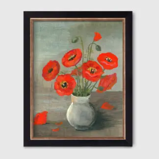 hoa poppy đỏ canvas khung viền đen sang trọng 2