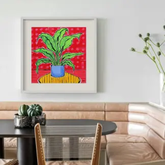 khung hộp cây chuối nền đỏ 80x80 2