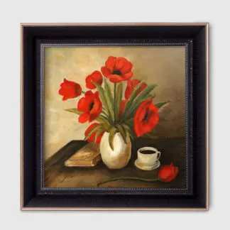 tranh hoa canvas khung đen 60x60 2