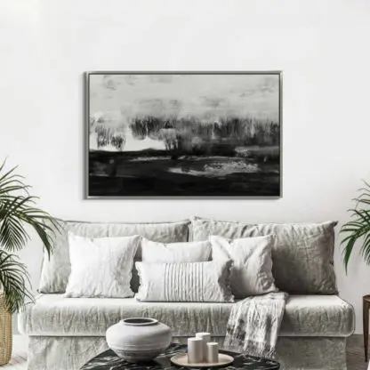 Tranh canvas trắng đen trừu tượng biển đêm - CV 143179 - Hình ảnh 2