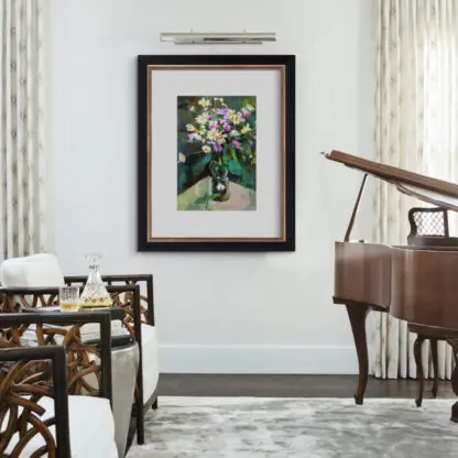 tranh khung kính bình hoa khung cổ điển vàng đen cao cấp 60x80 3