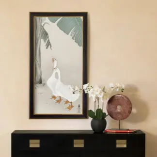 Two geese at banana tree (1900 - 1945) by Ohara Koson (1877-1945) mokcup