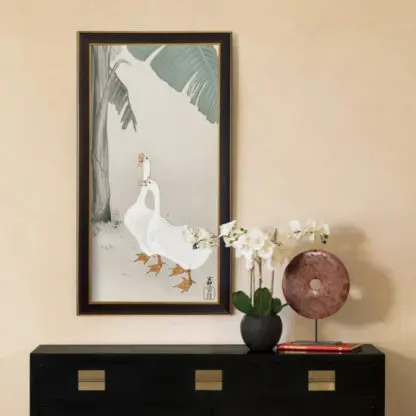 Two geese at banana tree (1900 - 1945) by Ohara Koson (1877-1945) mokcup