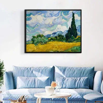 Cánh đồng lúa với cây tùng - Tranh canvas Vincent Van Gogh (1889) - Ảnh 4