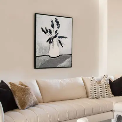 tranh sơn dầu bình hoa trắng 2