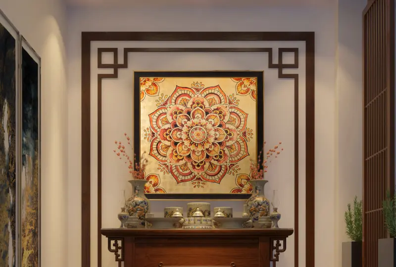 Tranh phòng thờ sala mandala vuông