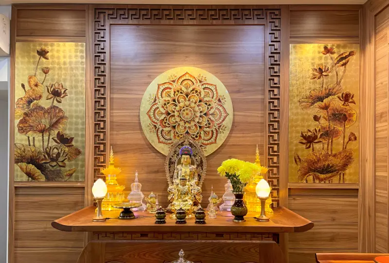 Tranh treo phòng thờ tả hữu liên hoa mandala