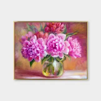 Bình hoa mẫu đơn canvas tĩnh vật 50x70 60x80